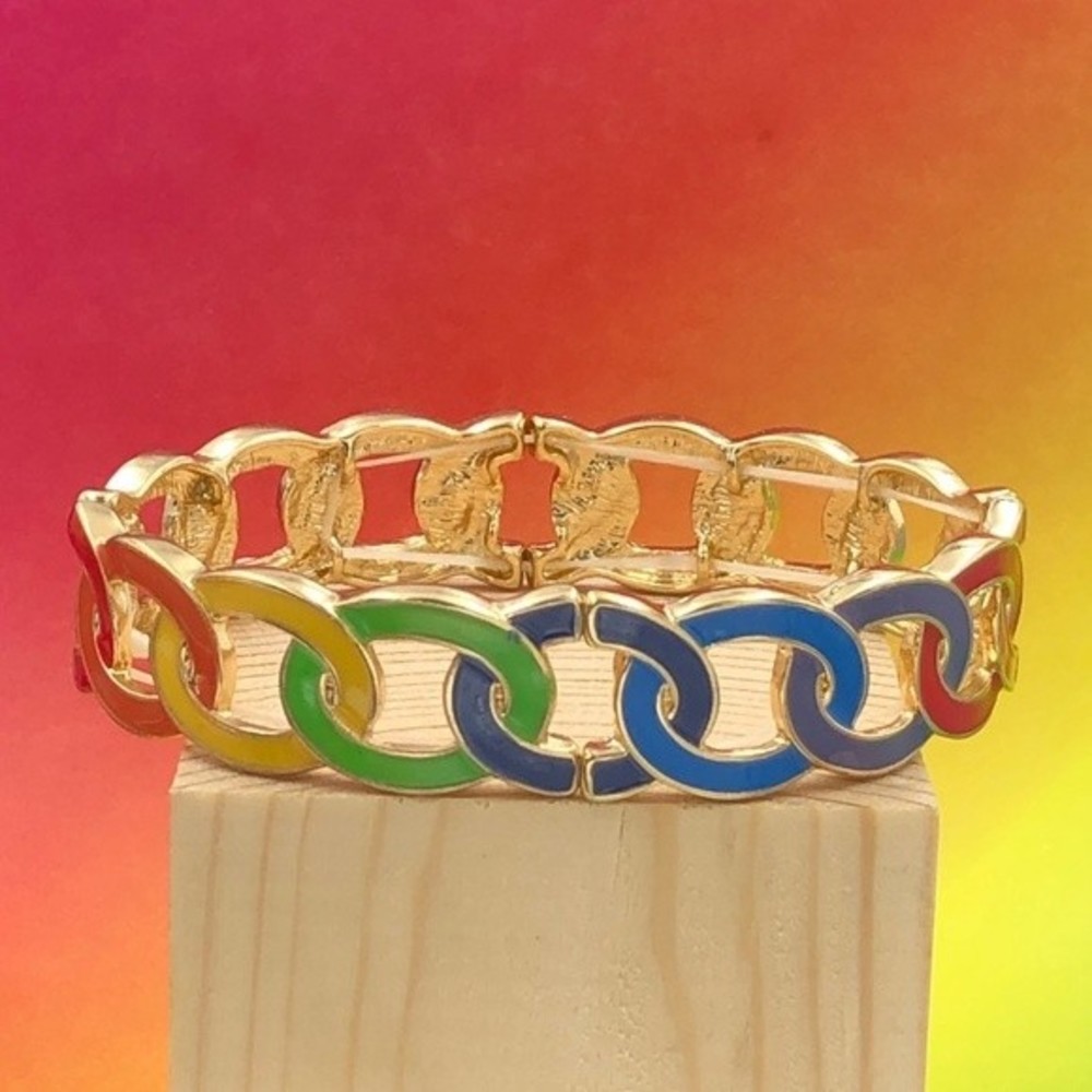 🌼 Rainbow Chain Link Stretch Bracelet